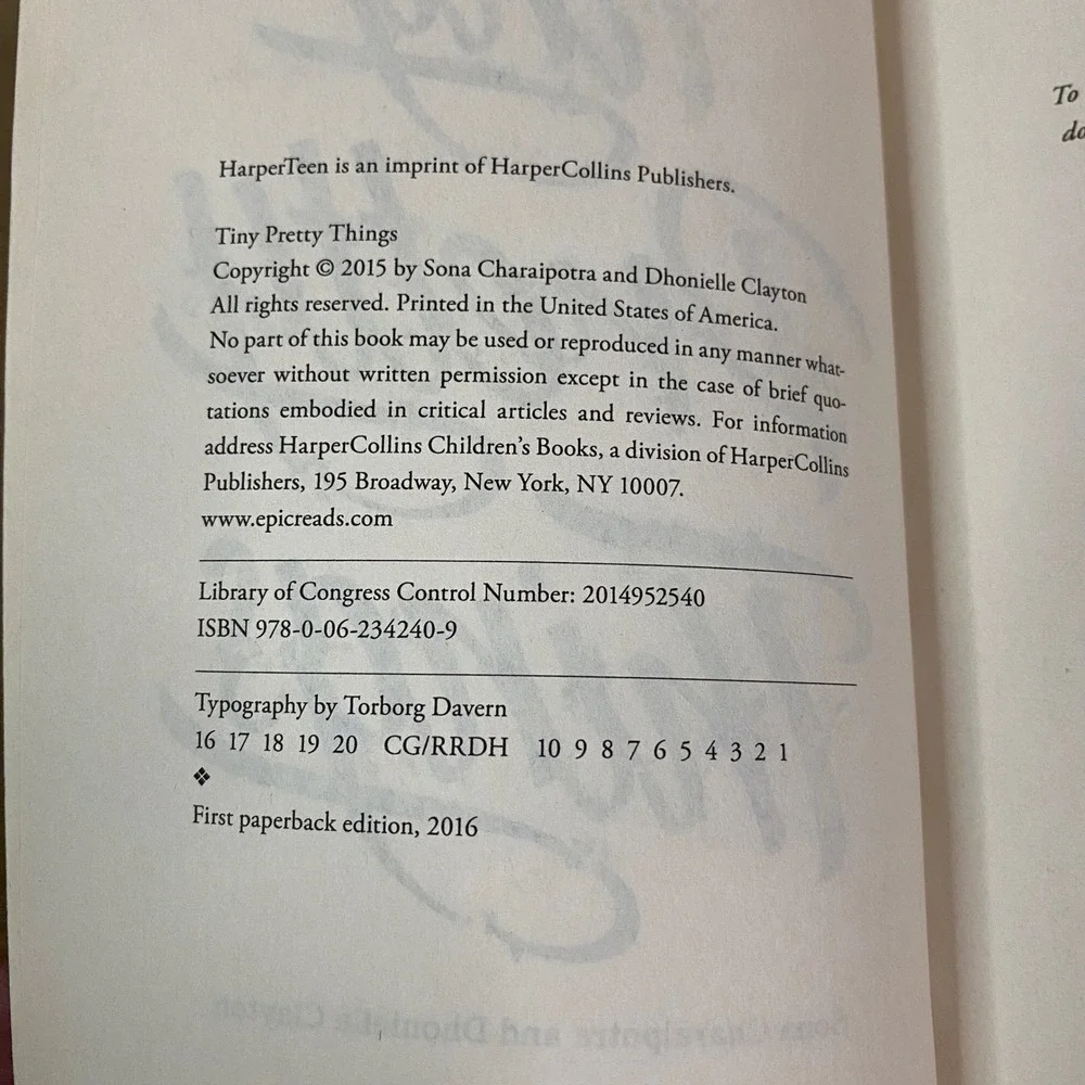 Tiny Pretty Things Paperback by‎ Sona Charaiptra & Dhionielle Clayton HarperTeen